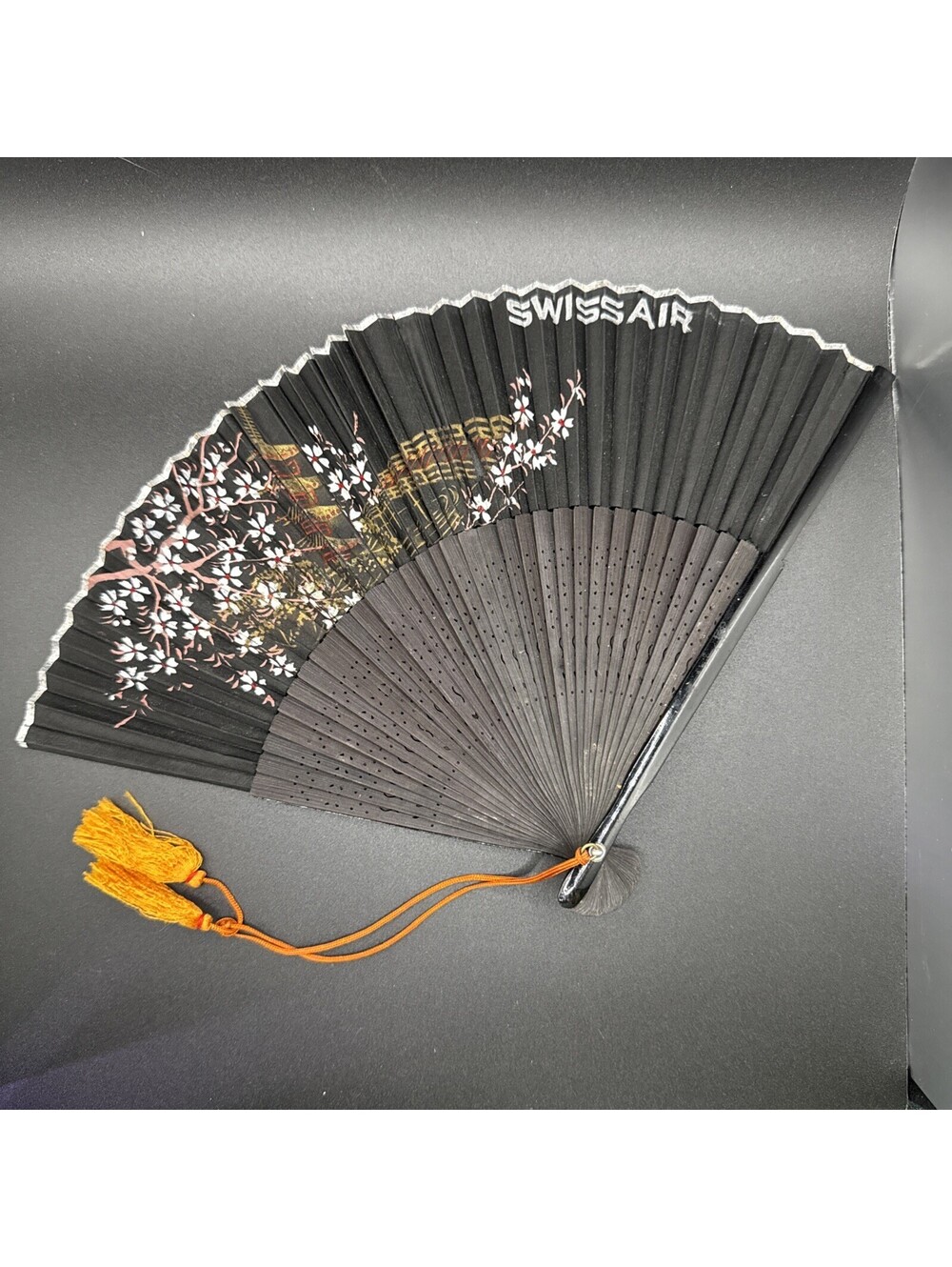 Vintage Swissair Folding Paper Fan - Advertising